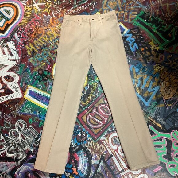 Wrangler Other - Vintage 90s Wrangler Cowboy Cut Tan Denim Pants - USA Made - Size 34x36